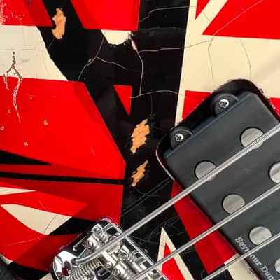 Custom made Frankenbass Wolfgang Van Halen Frankenstein Bass Musikraft Neck Frankenstrat - Red/White/Black image 21