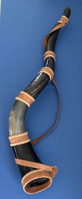 40" Brazilian Berrante Ox Horn Trumpet Handmade in 5 Horns and Leather Streaps image 1