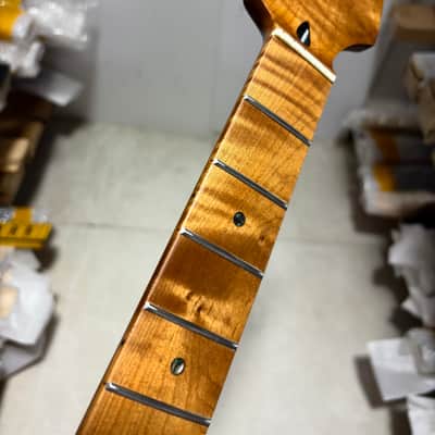 Stainless steel 22fret Roasted flame Maple Electric guitar neck Satin 25.5in parts image 2
