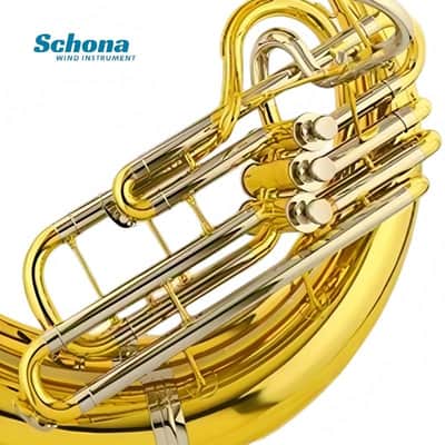 SCHONA SHM-11 Three-button Lacquer Gold Finish White Copper Tuning Slide Sousaphone in Bb Suitable image 3