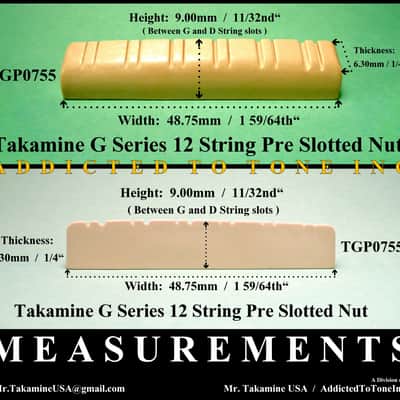 Takamine G Series Acoustic Guitar 12 String NUT TGP0755 Pre Slotted / OEM Part / TUSQ image 3
