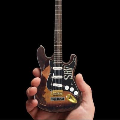 AXE HEAVEN Distressed SRV Custom Fender Strat MINIATURE Guitar Display Gift image 7