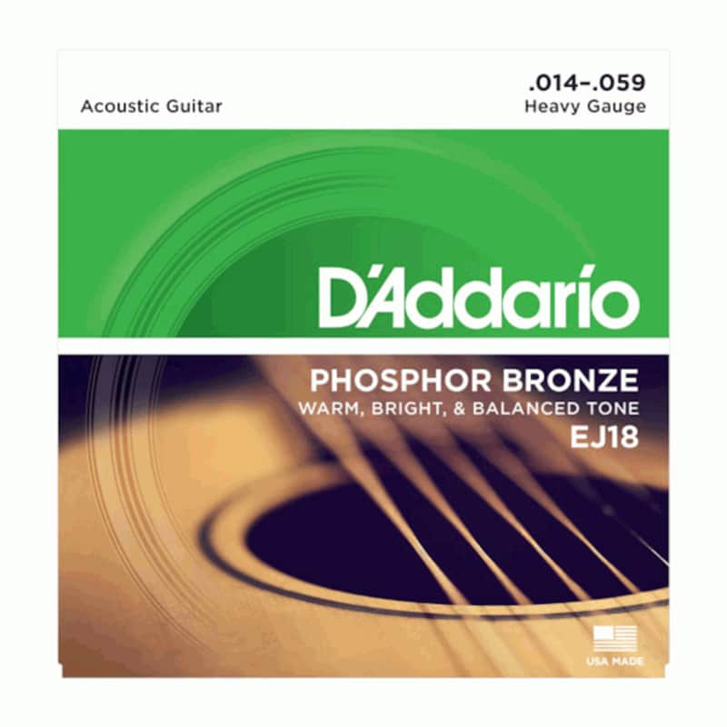 D'Addario EJ18 Phosphor Bronze, Heavey 14-59 Acoustic Guitar Strings image 1