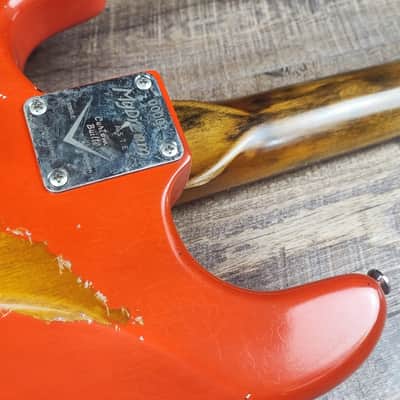 MyDream Partcaster Custom Built - Fiesta Red over Sunburst SRV image 10