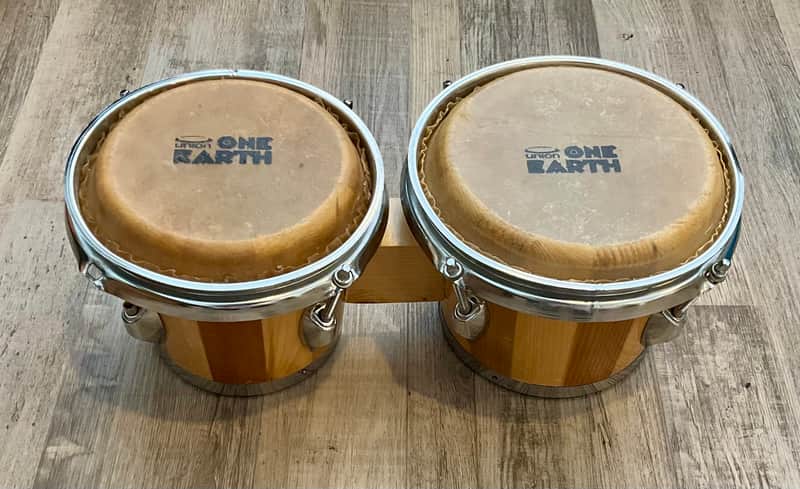 Union UB-1 One Earth 2-Tone Wood Bongos 6" & 7" image 1