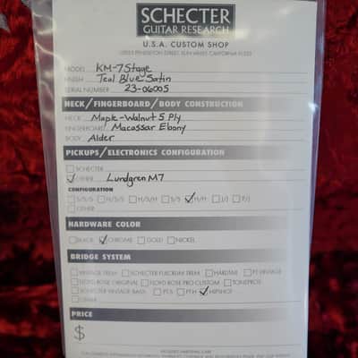 Schecter USA CUSTOM SHOP Keith Merrow KM-7 Stage Teal Blue Satin 7-String Electric Guitar w/ Case (2024) image 8