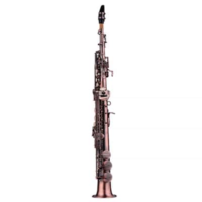 Straight Bb Soprano Saxophone with Brass Nickel Plating and Complete Carry Case Kit image 2