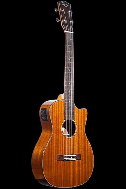 Ohana BK-35GCE All Solid Gloss Finish Electric Baritone Ukulele + Gig Bag -Blem image 1
