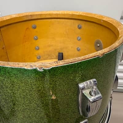 Vintage Ludwig 3-ply 13, 16, 24 - ORIGINAL Green Sparkle drum set image 11