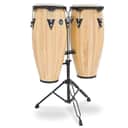 Latin Percussion LP646NY-AW City Series 10/11" Conga Set with Stand, Black Hardware - Natural Satin
