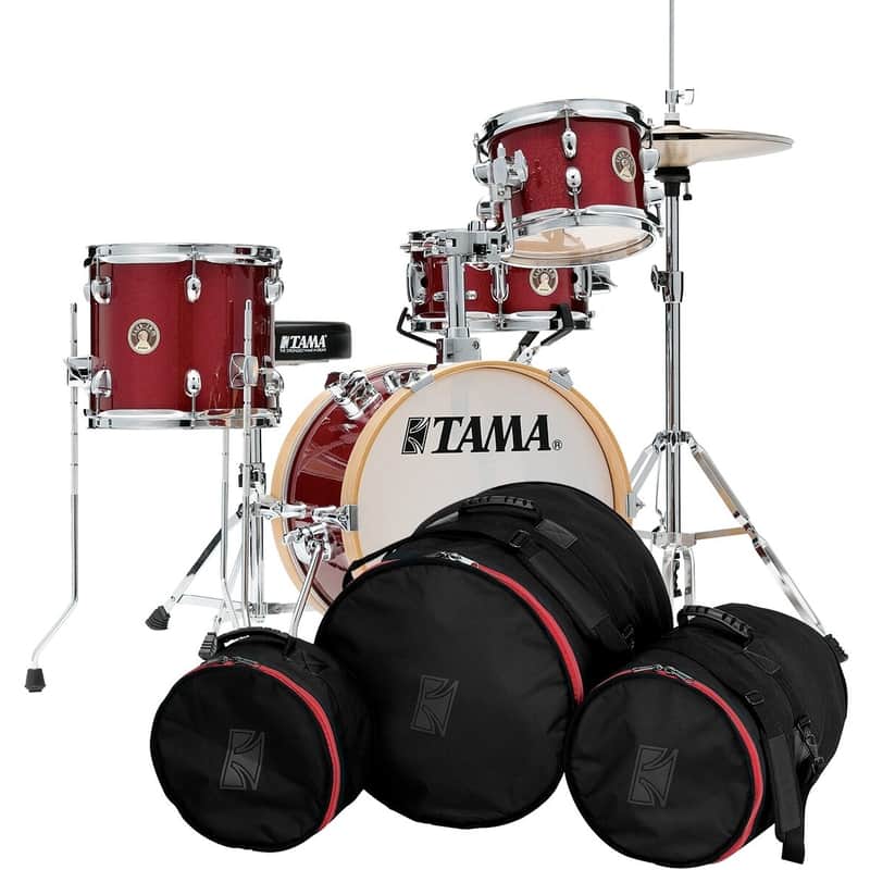 Tama LJK44S Club-JAM Flyer Drum Shell Kit, 4-Piece, Candy Apple Red, with Tama Standard Drum Bag Set for Club JAM Flyer image 1