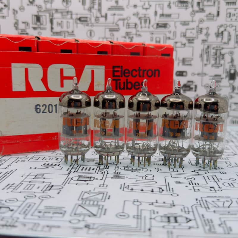 RCA 6201 (GE Made) 12AT7WA 5x Tubes - 1979 NOS Factory Matched Set - Military Spec ECC81 image 1