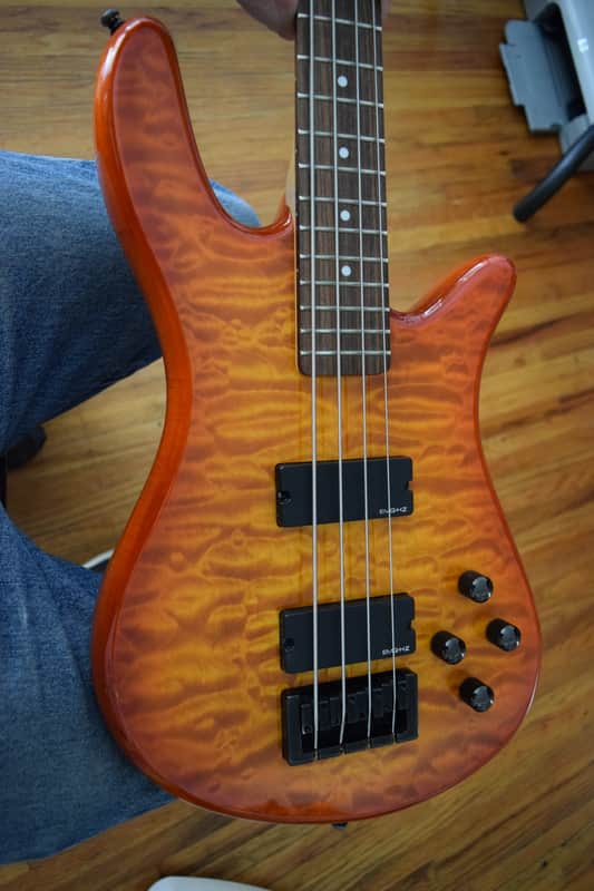 Spector Q4 Pro Bass , with hard case , EMG pickups , flame maple top image 1