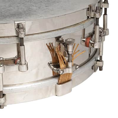 Vintage Maximilian A. Wintrich 4x14 Nickel Plated Snare Drum with Gut Wires, Patent, and Case image 4
