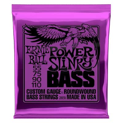 Power Slinky Nickel Wound Electric Bass String 55-110 Set Gauge 55, 75, 90,110 High-C Steel Hex-Core image 1