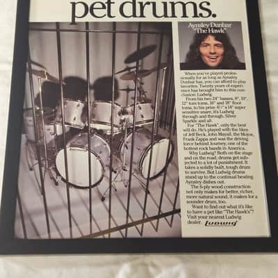 Ludwig Drummers Vintage Ads in Frames from 1980s Modern Drummer Mags image 4
