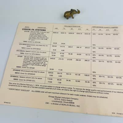 Epiphone Amplifier Confidential Price List 1974 image 2