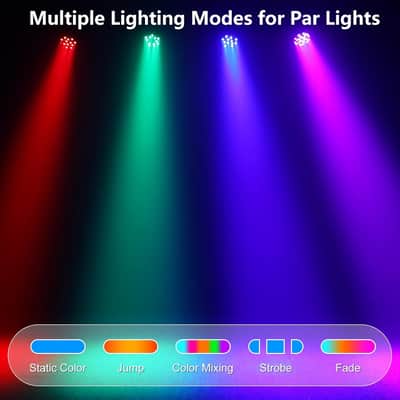 36 LED Stage Lights, Corded RGB Par Lights, 4/7 CH DMX Par Can, LED Stage Par with Sound Activated & DMX 512, Uplights for Wedding, Club, Event, Party, 4 Pack image 3