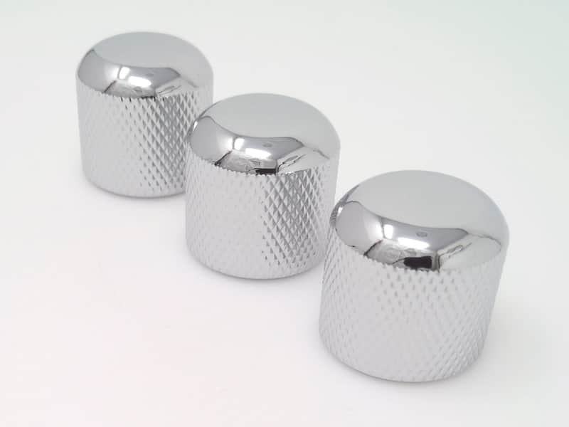 True Custom Shop® 3 Pack Brass Chrome Dome Knobs w/h Set Screw for Fender P Bass Precision Bass image 1