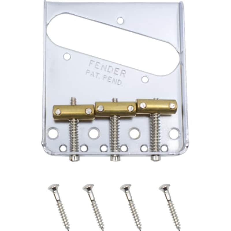 Standard Bridge - Fender®, 3-Saddle, for Vintage Telecaster, Chrome image 1