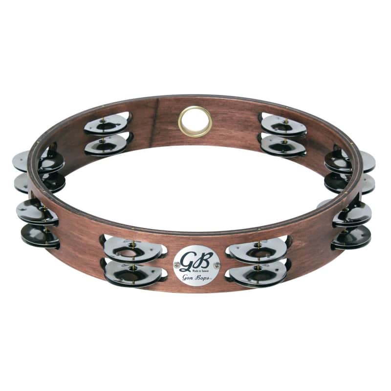 Gon Bops 10″ Wood Tambourine Double-Row Jingles image 1
