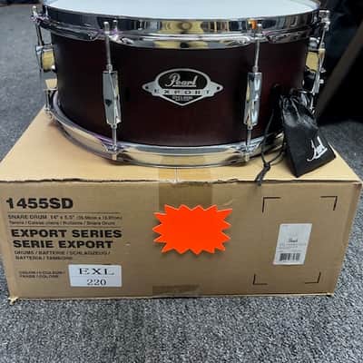 Pearl Export Lacquer 14x5.5 Snare Drum - Satin Brown image 1
