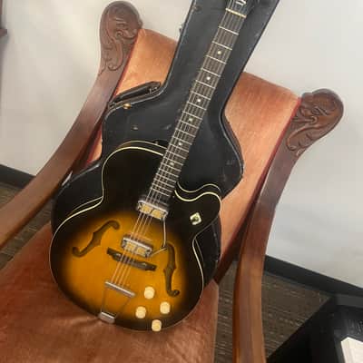 Early 60s Harmony Rocket H54 Hollow Body Guitar Tobacco With Hard Case image 2