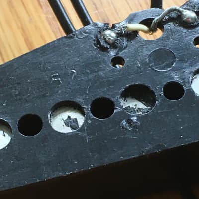3 Vintage Fender Strat Pickups Set Squier? Black Plastic Bobbin Staggered Poles image 14