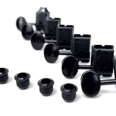 Wilkinson Kluson Style Guitar Machine Head Tuners Set of 6 Inline - Black image 2