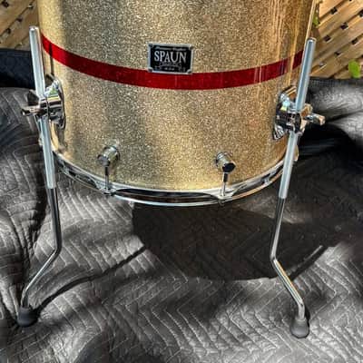 SPAUN Custom 4-Piece Drums -Silver Glass w-Red Stripe image 3