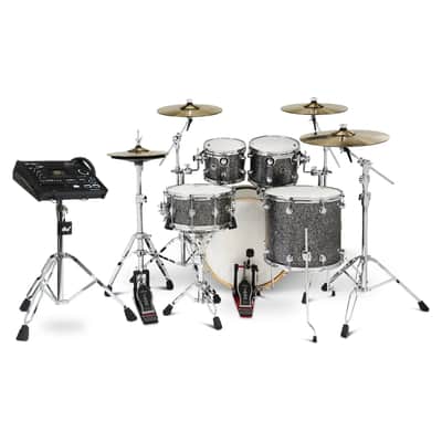 DW DWe 5pc Complete Electronic/Acoustic Drum Set w/Roland V71 Black Galaxy image 3
