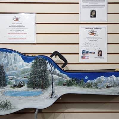 Juliana's Art Full of Love - Dreadnought Arch Top Guitar Case - "Snow" - a Tribute to Per-Olov Kindgren [2024] - Hand Painted Custom Artwork image 9