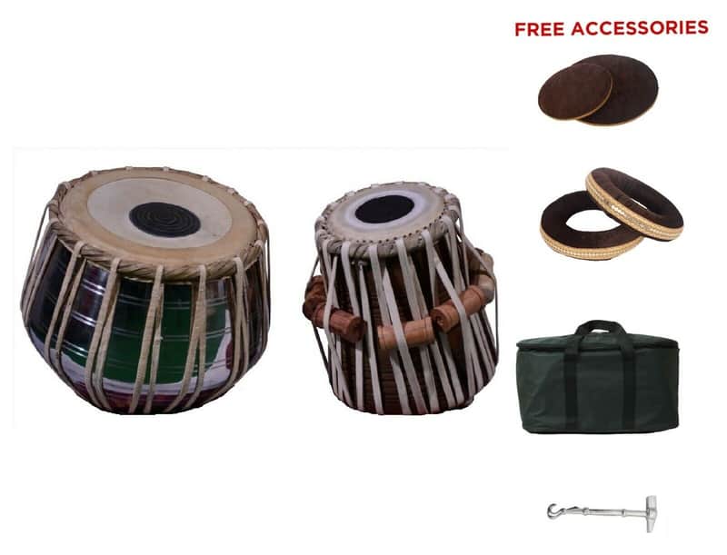 Handmade Steel Tabla Musical Instrument Set Sheesham Wood Dayan image 1
