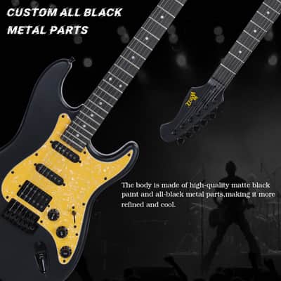 WINZZ EGS112H-BKM 39-inch ST Solid Poplar Wood Electric Guitar Kit HSS Pickup, Black Matte image 12