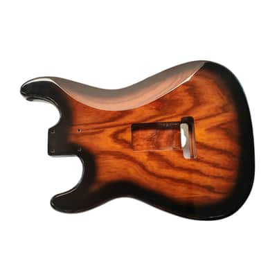 Amber to Clear Burst Roasted Swamp Ash S-Style body image 4