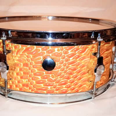 CB 700 VINTAGE MAHOGANY SNARE DRUM WRISTWATCH LUGS 80's - TANGERINE SATIN - FREE SHIP TO C-USA! image 4