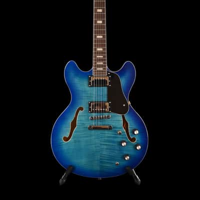 Unbranded  Double Cut Semi Hollow  2022 Ocean Blue With Hardshell Case image 2