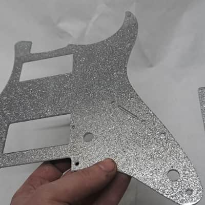 Platinum Silver Sparkle Glitter HXH HH pickguard + trem cover set Fits Fender Strat Stratocaster image 5