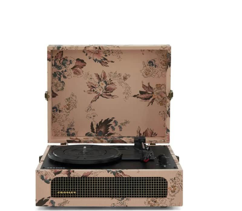 Crosley CR8017B 3-Speed Voyager Portable Turntable with Bluetooth Out - Floral-NEW