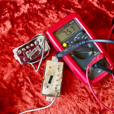 PAIR Gibson Embossed Logo Humbucker pickups 1970 1971 1972 - Chrome original vintage USA Les paul es-175 Es-150 Les paul sg original vintage USA patent sticker paf image 4