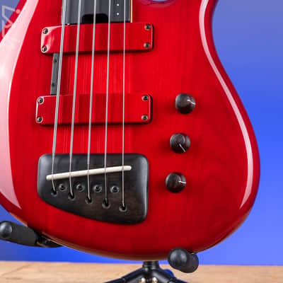 2004 F Bass BNF5 Fretless Transparent Red image 5