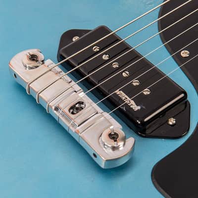 Vintage V120 ICON Electric Guitar ~ Distressed Gun Hill Blue Over Sunburst image 6