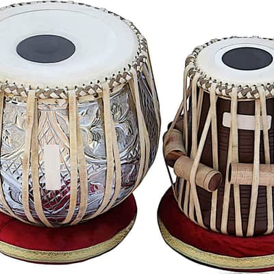 Armonia Professional Tabla Drum Set 4 Kg Copper Bayan Designer Finest Dayan with Padded Bag Book Hammer Cushions & Cover - Tabla Set Tabla Drums Tablas Indian Musical Instruments 2023 - Polished image 8