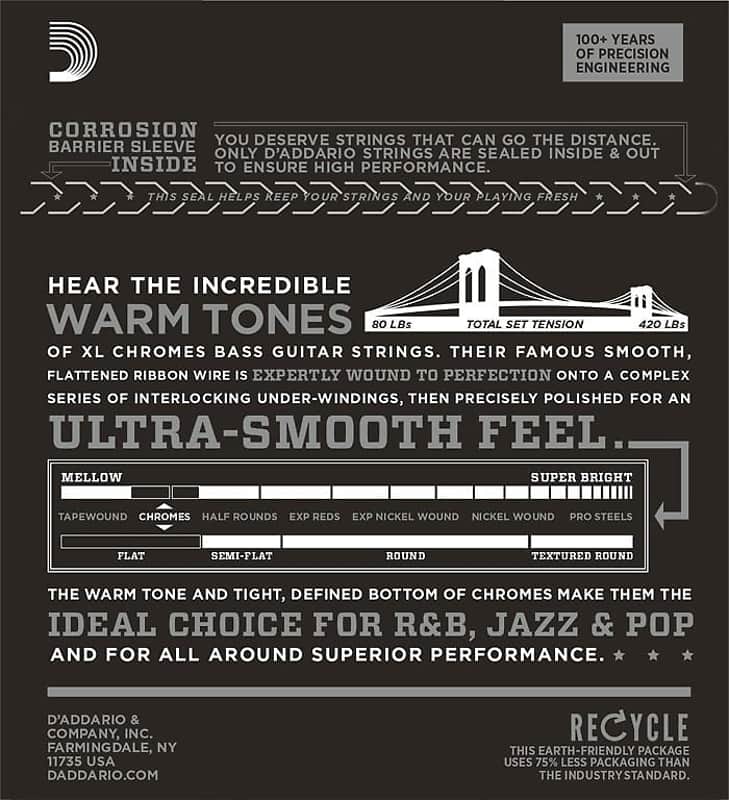 D'Addario ECB82 Chromes Long Scale Bass Guitar Strings, Medium Gauge image 3