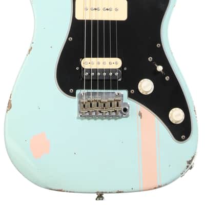 Friedman Vintage S Electric Guitar - Sonic Blue over Shell Pink  Medium Aged image 1