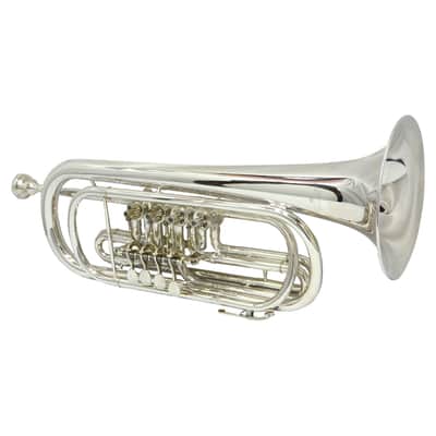 Schiller Elite Frankfurt Rotary Bass Bb Trumpet Silver image 2