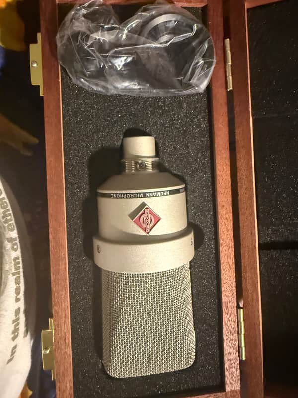 Neumann TLM 103 mt Large Diaphragm Cardioid Condenser Microphone 1997 - Present - silver- wooden display case image 1