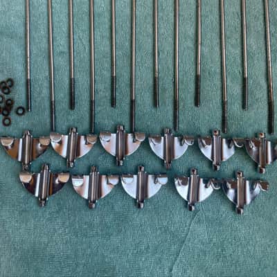 Del Rey MIJ Lot of 12 Bass Drum T tension rods + 11 claws 70s - Chrome image 12