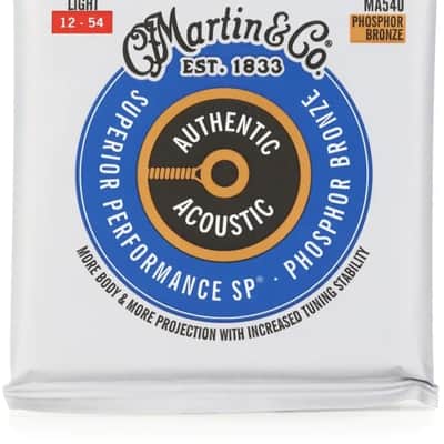 Martin MA540 Authentic Acoustic SP® Light Guitar Strings Phosphor Bronze, .012 - .054