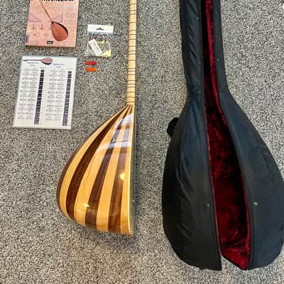 Turkish Saz Baglama with Hard Case, Chord Sheet, Practice Book, Picks, and Extra Strings image 1